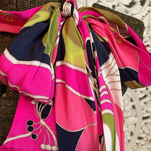 NWT Trina Turk dress with tie at neck, tea length - Picture 2 of 5